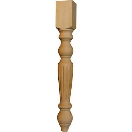 29 X 3 1/2 Traditional Fluted Dining Table Leg In Western Red Cedar